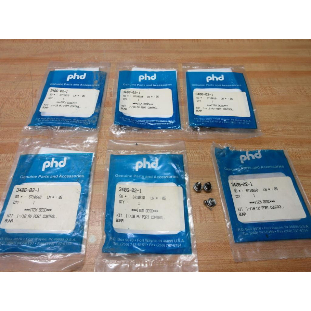 PHD 3406-02-1 Port Control Kit 3406021 (Pack of 6)