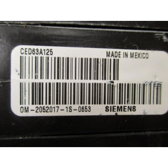 Siemens CED63A125 125A Circuit Breaker CED63A125L Bottom Half Only - Used