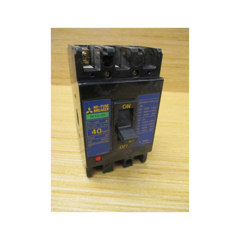 Mitsubishi NF50-CS 40A No-Fuse Circuit Breaker NF50CS Cracked - Used