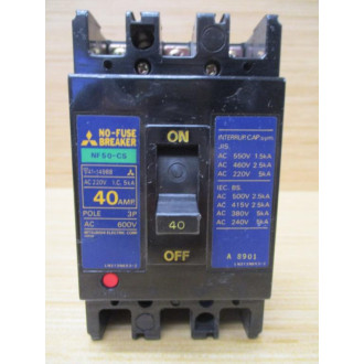 Mitsubishi NF50-CS 40A No-Fuse Circuit Breaker NF50CS Cracked - Used