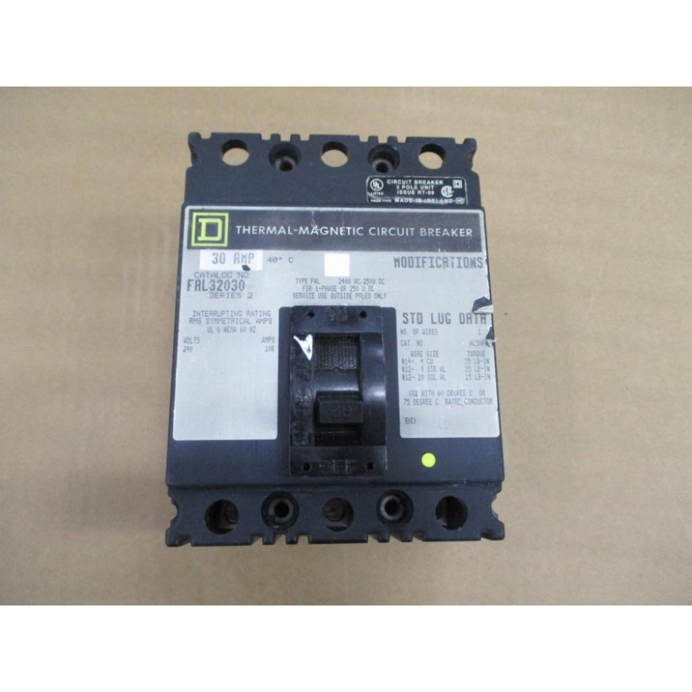Square D FAL32030 30 AMP Molded Case Circuit Breaker Series 2 - Used