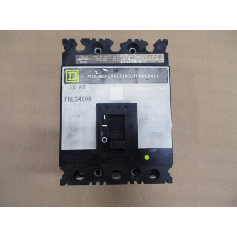 Square D FAL34100 100A Molded Case Circuit Breaker - Used