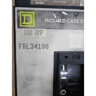 Square D FAL34100 100A Molded Case Circuit Breaker - Used