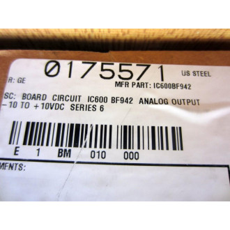 GEFanuc IC600BF942K Analog Output Card 44A717106-010 Job No.90001632 - Refurbished