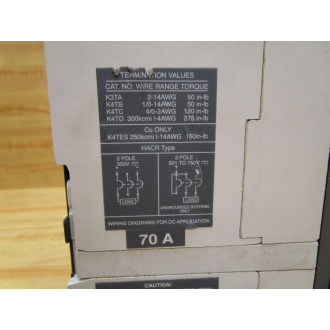 ABB SACES3 70A Circuit Breaker  S3N Cracked Cover - Used