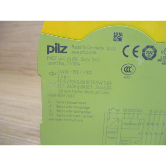 Pilz PNOZ s4 C 24VDC 3no 1no Safety Relay 751104 WO Terminal Adapters - Used