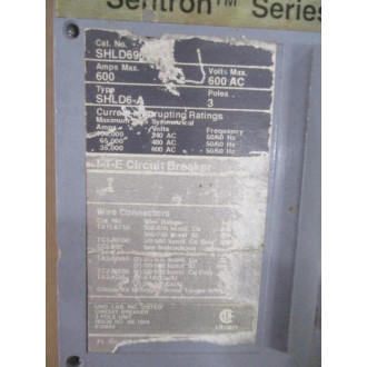 Siemens SHLD69600 Sentron Series 600A Circuit Breaker Cracked - Used
