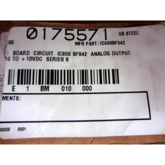 GEFanuc IC600BF942K Analog Output Card 44A717106-010 w Faceplate