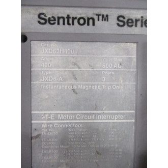 Siemens JXD63H400 400A Circuit Breaker JXD63H400L - Used