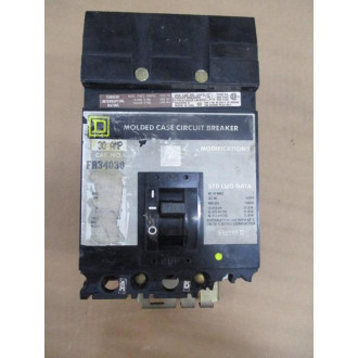 Square D FA34030 30A Molded Case Circuit Breaker Cracked - Used