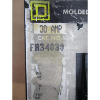 Square D FA34030 30A Molded Case Circuit Breaker Cracked - Used