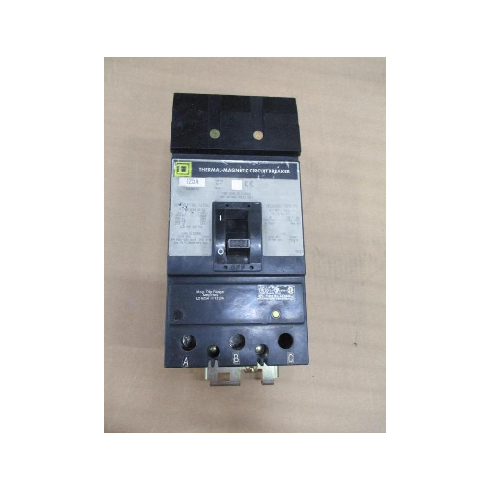 Square D KA36125 125A Thermal-Magnetic Circuit Breaker WO 1 Lug - Used