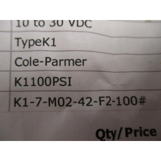 Cole Parmer K1-7-M02-42-F2-100 Pressure Transducer K17M0242F2100 - New No Box