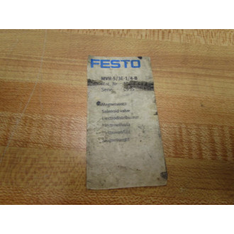 Festo MVH-53E-14-B Solenoid Valve MVH53E14B - Used