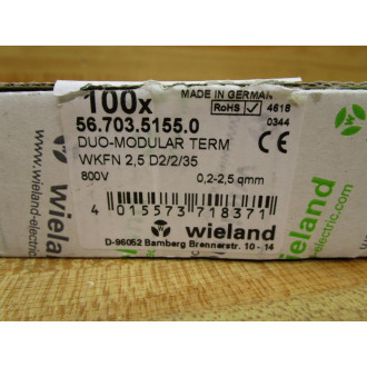 Wieland Electric WKFN 2,5 D2235 Duo-Modular Terminal WKFN25D2235 (Pack of 100)