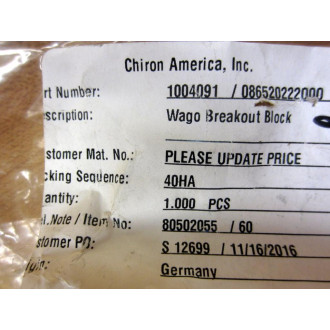 Wago 289-810 Breakout Block 289810 - New No Box