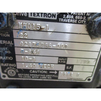 Textron MH015-1 Gear Reducer MH0151 - Used