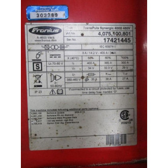 Fronius 4,075,100,801 Wire Feeder 4075100801 W 4,045,927 - Used