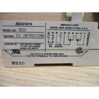 Agastat SSF-R90X Timing Relay SSFR90X Chipped - Used