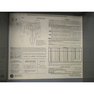 Allen Bradley 505-TAD Motor Starter 505TAD Enclosure Only - New No Box
