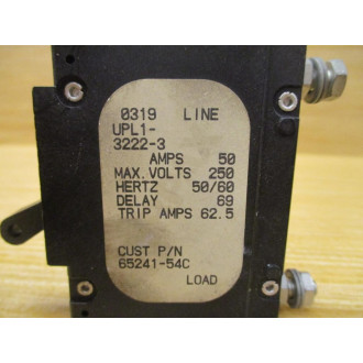Airpax 65241-54C 50 AMP Circuit Breaker UPL1-3222-3 - Used