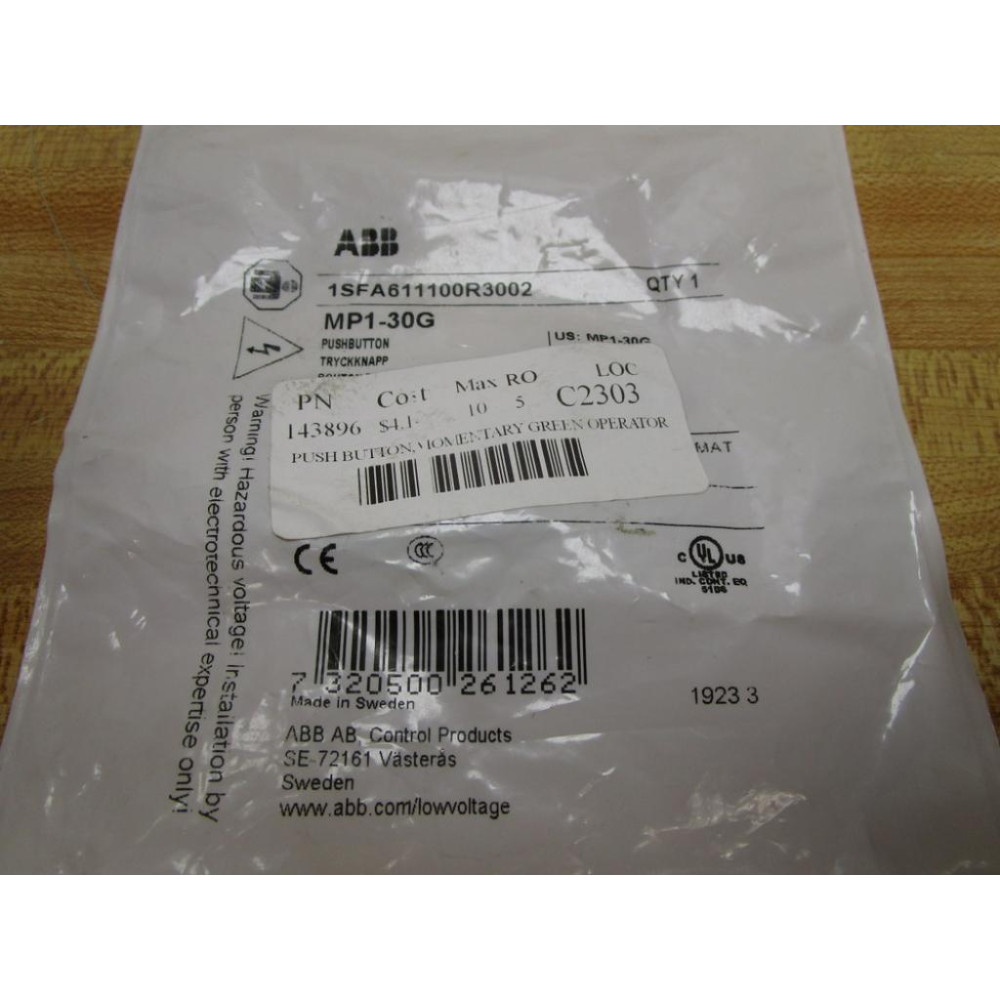 ABB 1SFA611100R3002 Push Button MP1-30G