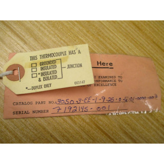 Leeds & Northrup 3050-3EE-1-9.25-0-6-01-0000-002 Thermocouple - New No Box