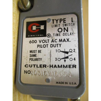 Cutler Hammer 10316H1665A Limit Switch - New No Box