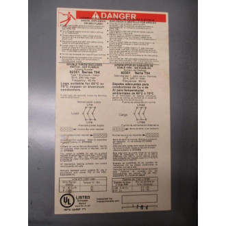 Square D 92351 Safety Switch 30 Amp Series T04 - Used