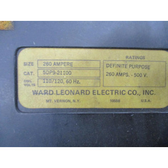 Ward Leonard 5DP9-21100 Contactor 5DP921100 Cracked Mount - Used