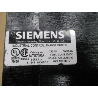 Siemens MT0750A Industrial Control Transformer - Used