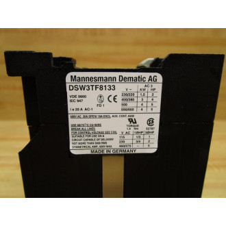 Mannesmann Dematic AG DSW-3TF-8113 20 Amp Contactor DSW3TF8113 - New No Box