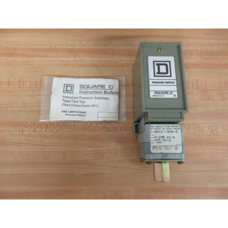 Square D 9012 GNG-5 Pressure Switch 9012GNG5 - New No Box