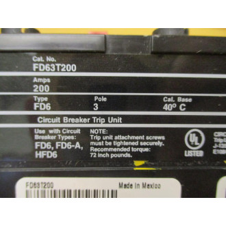 Siemens FD63T200 Circuit Breaker Trip Unit