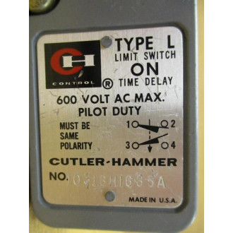 Cutler Hammer 10316HI665A Limit Switch WO Back Cover - Used