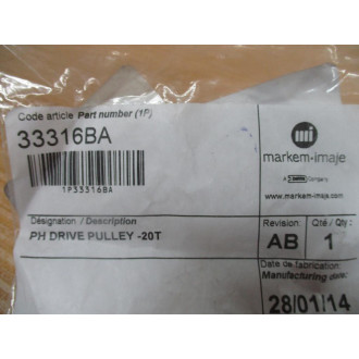 Markem Imaje 33316BA PH Drive Pulley