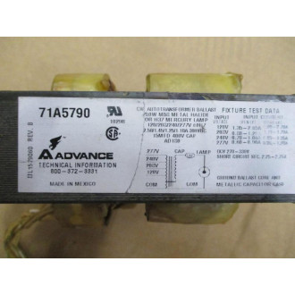 Advance 71A5790 Lamp Ballast Kit Ballast Only - Used