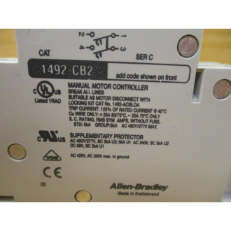 Allen Bradley 1492-CB2G040 Circuit Breaker 1492CB2G040 4A Ser.C - New No Box