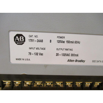 Allen Bradley 1791-24A8 IO Block 179124A8 Ser. B WO 1 Term Cover - New No Box