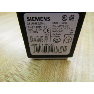 Siemens 3RH1911-1HA22 Auxiliary Switch Block 3RH19111HA22 - New No Box