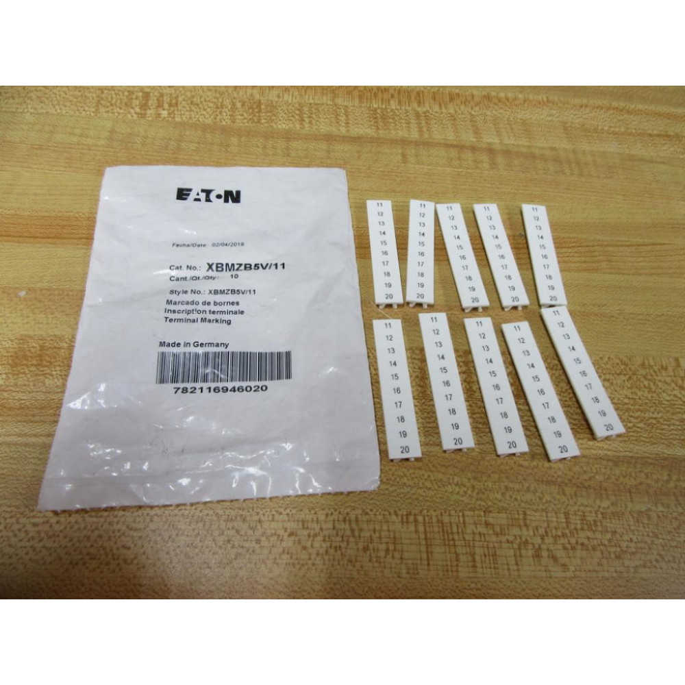 Eaton XBMZB5V11 Terminal Marking Tags XBMZB5V11 (Pack of 10)