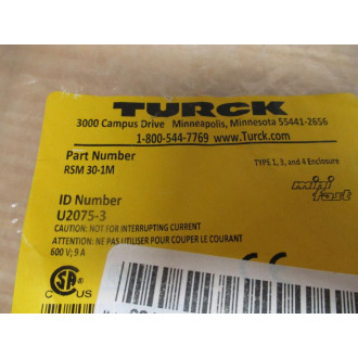 Turck RSM 30-1M Mini-Fast Cordset U2075-3