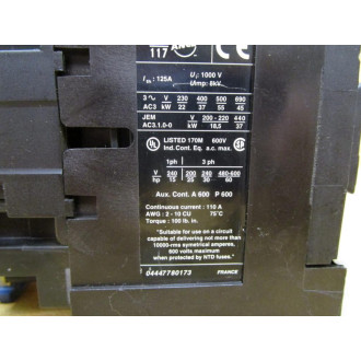 Telemecanique LC1 D8011-F7 Schneider Contactor WO Term & Dust Cover - Used