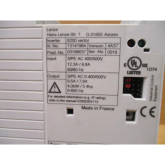 Lenze E82EV402_4C Inverter Drive E82EV4024C - Used