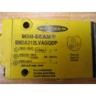 Banner SM2A312LVAGQDP Mini-Beam Photoelectric Sensor - Used