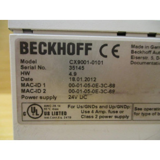Beckhoff CX9001-0101 CPU Module CX90010101 HW: 4.9 - Used