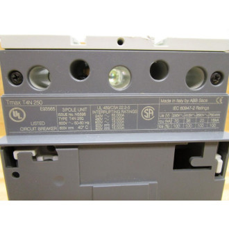 ABB Sace TMAX T4N 250 Circuit Breaker PR221DS WO Handle - Used