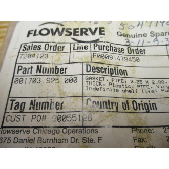 Flowserve 001703.925.000 Gasket 001703925000 (Pack of 5)