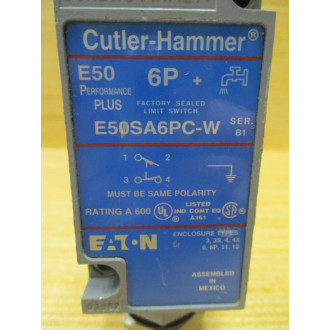 Cutler Hammer E50SA6PC-W Limit Switch E50SA6PCW - Used