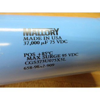 Mallory CGS373U075X5L Capacitor 37000 MFD 75VDC